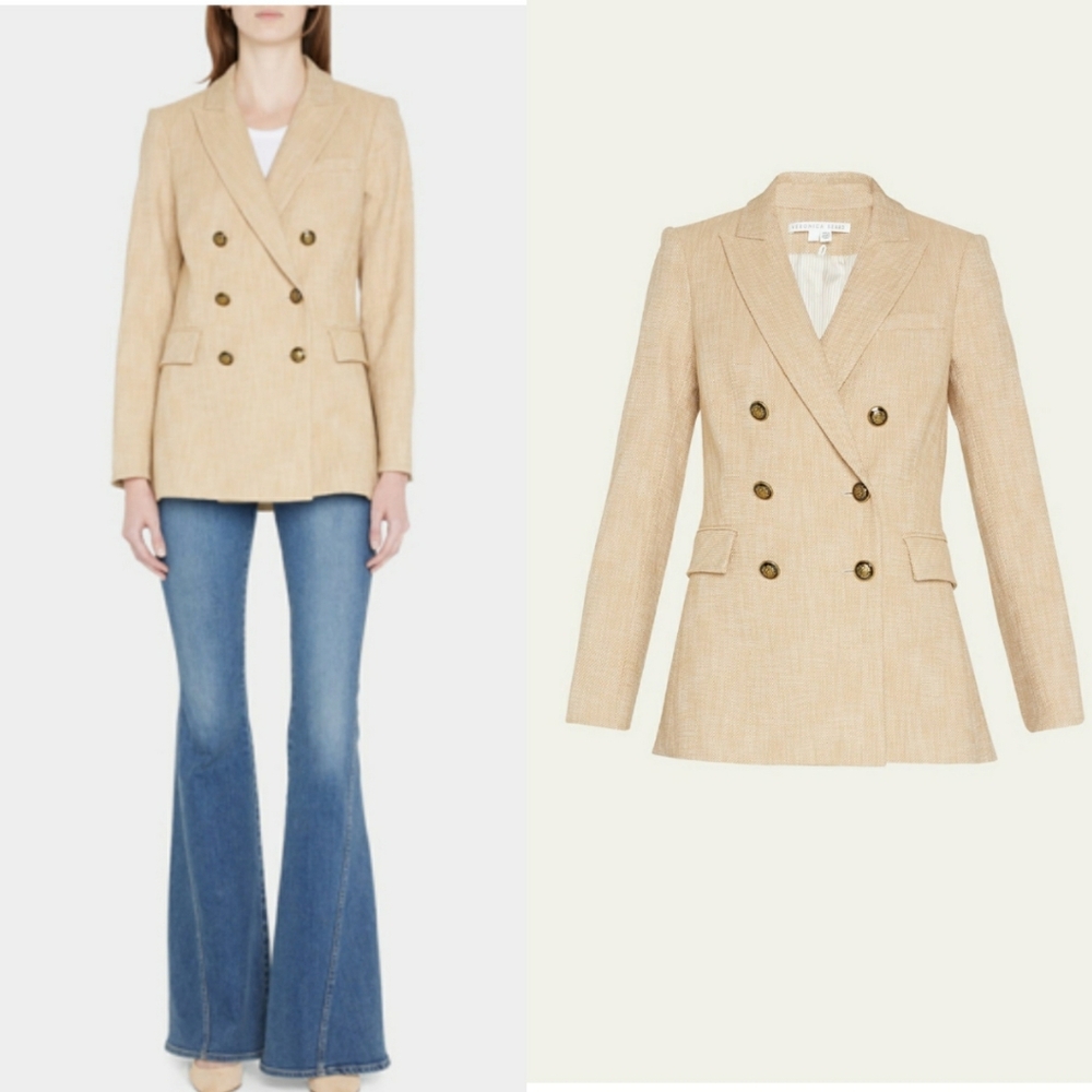 Veronica Beard Ellette Dickey Double Breasted Blazer cream size 0 new with Tag